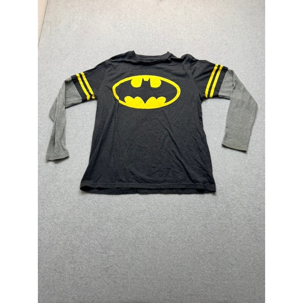 Batman DC Comics Mens Large Layered Long Sleeve Thermal Graphic T-Shirt Grey